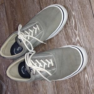 Sperry Top Sider mens grey and blue cotton sneakers. Size 10.5